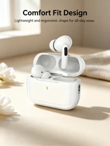 Wireless Bluetooth Headphones, Wireless Earbuds, Wireless Earbuds / Compatible With Apple, Android And Other Smart Devices / Equipped With Noise Cancellation / Suitable For Music, Gaming And Sports - White - View 11