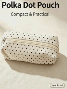 Campus Style Polka Dot Pencil Case/Stationery Storage Bag - Multi-Functional Large Capacity Design, Also Can Be Used As Creative Multi-Functional Pencil Case Or Portable Travel Makeup Bag, Suitable For Students And Adults Daily Use - Multicolor - View 1
