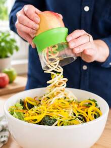 Manual Vegetable Spiral Slicer, Handheld Vegetable Shredder With Collection Container, Convenient Kitchen Prep Tool For Zucchini, Carrot, Cucumber, Salad, Vegetable Noodles, Home Cooking Kitchen Accessory - Green - View 8