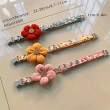 1pc Floral Dog Collar With 3D Flower Charm And Detachable Bell - Suitable For Small Dogs And Cats, Pink & White Pattern Soft Adjustable Polyester Pet Collar, Cute Pet Accessory - Multicolor - View 3