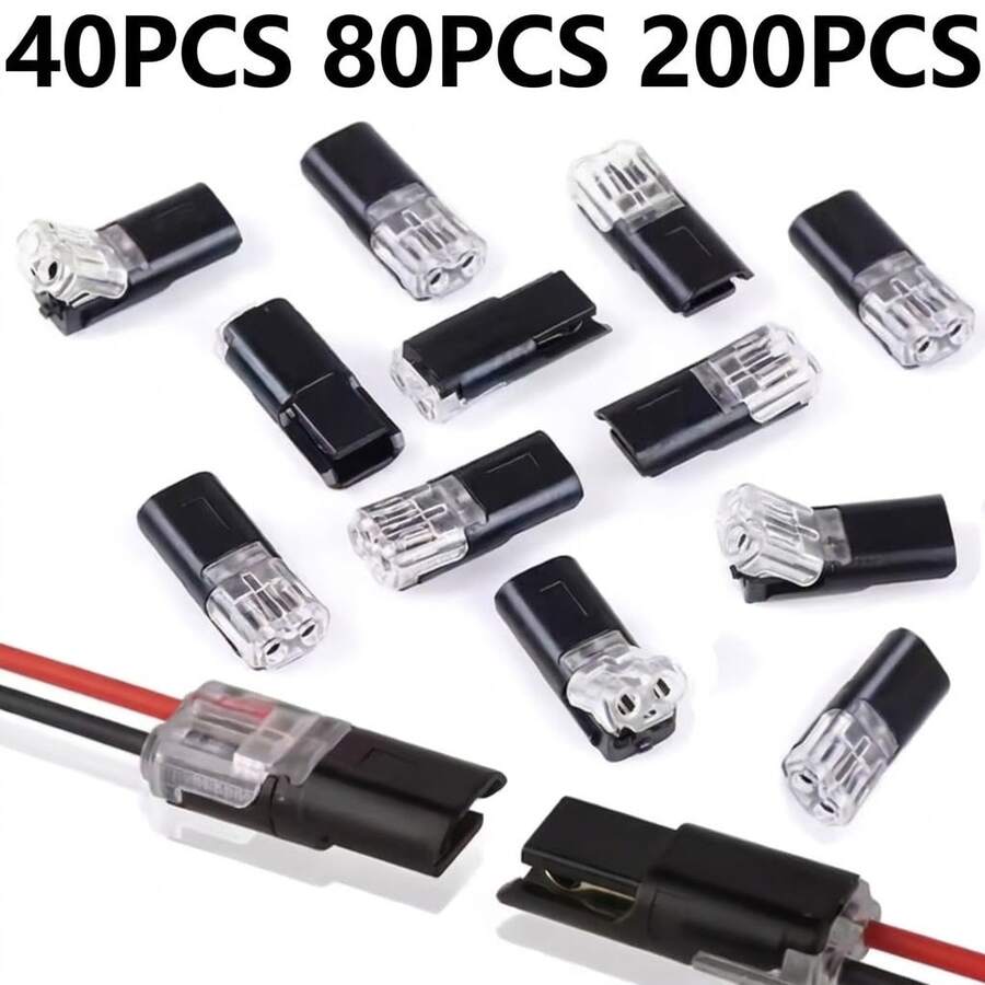 40pcs 80pcs Konektor LED D2 Dua Jalur yang Dapat Dilepas dan Saling Mengunci, Tidak Membutuhkan Penyolderan, Dilengkapi Terminal Sambungan Cepat, Klip Kabel Dua Arah 2 Pin, Tidak Perlu Pengupasan, Penutup Kunci DC, Cocok untuk Kabel 18-22 AWG, Perlengkapan Rumah Tangga - A - View 1