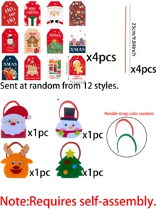 12pcs Christmas Gift Bag Set, Includes Santa Claus, Snowman And Reindeer Pattern Bags, With Cards And Jute Rope, DIY Christmas Gift Packaging, Holiday Decoration And Theme Party Packaging Set - Multicolor - View 9