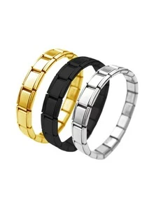 1pc Stainless Steel Retractable Fashion Hip‑Hop Bracelet, DIY Module, Adjustable & Detachable Bracelet, Suitable For Daily Wear, Dating And Gifting - Smooth Module - View 5