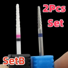 Easy Nail 2pcs Tungsten Steel Nail Drill Bit Set, 3/32" Cuticle Removal Polishing Buffing Drill Bits, Suitable For Manicure And Pedicure - Multicolor - View 3