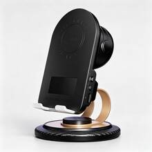**Soporte para teléfono móvil negro con carga inalámbrica, Bluetooth y base redonda**  Hoy 15:41 - Negro - Ver 3