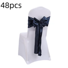 48pcs Multi-Functional Satin Chair Back Waistbands, Bowknot Decorative Bands, Chair Back Decoration And Fixing, Suitable For Birthday, Banquet Hall, Hotel Conference Room, Wedding Party, Hotel, Christmas, And Other Party Scene Decoration - Royal Blue - View 15