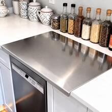 1 Piece Luxury 304 Stainless Steel Cutting Board - Mildew Resistant, Butcher Block Rolling Surface - Essential Kitchen Gadget For Home Chefs And Cooking Enthusiasts, Stainless Steel Cutting Board, Meat Cutting Board, Cheese Charcuterie Board. - Silver - View 2