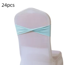 48pcs Cross Elastic Spandex Chair Back Waistbands, Elastic Chair Back Decorative Ribbons, Bowknot Decorative Bags, Reusable Chair Cover Satin Ribbons, Chair Band Decorations For Wedding, Banquet, Birthday Party, Graduation Ceremony, Hotel Event - White - View 59