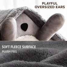 Cute House-Shaped Cat Bed With Matching Mat, Indoor Plush Pet Cave Bed, Suitable For Cats And Small Dogs, Brown/Grey, S/M/L - Grey - View 6