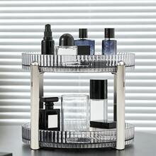 LIVINGANDHOME 2-Tier Round Countertop 360° Rotating Storage Rack Organiser,Makeup Storage Rack,Home Storage Shelf Organizer For Kitchen,Bathroom - Transparent White - View 4
