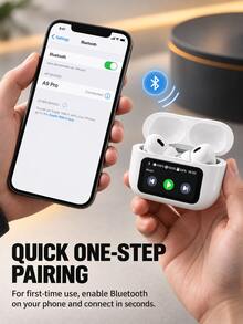 Tai nghe Bluetooth không dây TWS A9 Pro kèm hộp sạc màn hình cảm ứng màu thông minh, âm thanh HiFi Stereo, điều khiển chạm, tích hợp micro, tương thích với Android, iOS, Windows, HarmonyOS - Xem 3