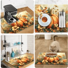 1pc Dish Drying Mat, Coffee Machine Mat, Pumpkin Floral Pattern Dish Drying Mat, Scratch-Resistant Tabletop Protection, Kitchen Dish Drainer Mat, Suitable For Autumn Thanksgiving And Other Holiday Scenes, Multi-Purpose Drying Mat, Home Gift, Tabletop Decoration - XYLSD-1159 - View 11