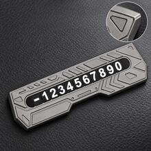 Mecha-Style Zinc Alloy Parking Phone Number Plate With Customizable Digits, Silver-Gray Car Dashboard Accessory For Temporary Parking - A - View 3