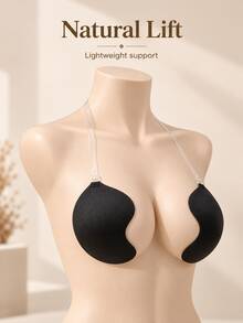 Invisible Push-Up Bra - Strapless Transparent Halter Style, Suitable For Backless Dresses And Wedding Gowns, Recommended To Buy One Size Larger Than Usual - Black - View 2
