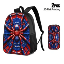 3pcs Backpack Set With 2D Flat Print Pixel Spider Pattern, Includes Daypack Pencil Case Crossbody Bag For Daily Travel Outdoor Use - Backpack Set - View 14