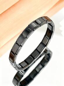 1pc Stainless Steel Retractable Fashion Hip‑Hop Bracelet, DIY Module, Adjustable & Detachable Bracelet, Suitable For Daily Wear, Dating And Gifting - Smooth Module - View 7