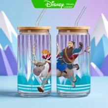 Disney Frozen Glass Tumbler With Bamboo Lid & Straw, Elsa & Olaf Iced Coffee Cup Holiday Gift, 1pc - Frozen - View 6