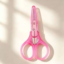 1pc Stainless Steel Handheld Transparent Mini Scissors, Rounded Non-Sharp Anti-Scratch With Blade Cover Storage - Precise Cutting For Paper, Fabric And Wire, Multi-Functional Home & Office Tool, Ergonomic Handle (Purple/Pink/Yellow), Embroidery & Eyebrow Trimming Scissors, Sewing & Craft Cutter - Multicolor - View 6