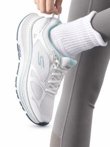 Skechers Women's GO RUN Consistent 2.0 Stable Support Cushioned Breathable Mesh Anti-Torsion Non-Slip Running Shoes - White Blue - View 4