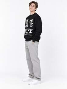 Sweatshirt Lengan Panjang Gaya Preppy dengan Logo Nike dan Tulisan Huruf Besar, Pria, Hitam - Hitam - View 5