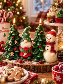 3D Christmas Scene Silicone Candle Making Mold, Integrated Santa Claus, Snowman And Christmas Tree Wax Mold, For Aromatherapy Candles, Plaster And Resin Art - Silicone Candle Mold - View 5