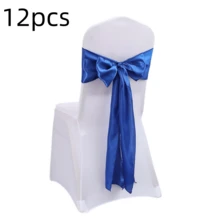 48pcs Multi-Functional Satin Chair Back Waistbands, Bowknot Decorative Bands, Chair Back Decoration And Fixing, Suitable For Birthday, Banquet Hall, Hotel Conference Room, Wedding Party, Hotel, Christmas, And Other Party Scene Decoration - Royal Blue - View 12