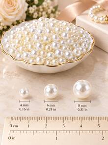 100pcs (6mm) White Acrylic Straight Hole Beads, Loose DIY Handmade Jewelry Making Materials, Suitable For Bracelets, Necklaces, Earrings And Home Decor Projects, Multi-Purpose Beading Material, Smooth Polished Surface, Uniform Straight Hole - Multicolor - View 6
