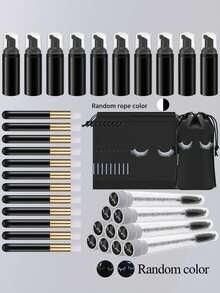 42pcs/22pcs Eyelash Shampoo Bottle Brush Set, Foam Pump Dispenser, Deep Nose Cleaning Brush, Eyelash Extension Tube Brush, Eyelash Care Kit, Suitable For Women And Girls - Multicolor - View 9