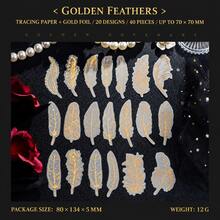 Golden Promise Series Gold Foil Vellum Sticker Pack, INS Style Creative Plant, Floral, Feather Scrapbook Material Stickers, DIY Decorative Stickers - Multicolor - View 14