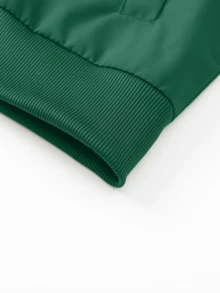 Men's American Vintage Hooded Jacket, Street Sports Casual Commute Versatile Style, New York/Brooklyn Print Design On Front And Back, Smooth Zipper Closure, Elastic Cuffs And Hem - Green - View 4
