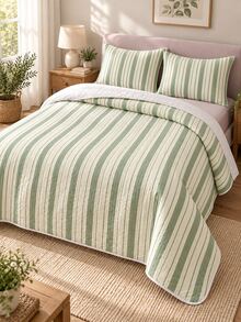 3pcs Quilted Bedspread Set With Mouse Tail Pattern (Bedspread*1, Pillowcase*2, Pillow Core Not Included) Breathable And Comfortable, Suitable For All Seasons, Holiday Gift, Applicable To Hotels, Inns, Bedrooms, Super Soft Breathable And Moisture-Absorbing Bedding - Multicolor - View 5