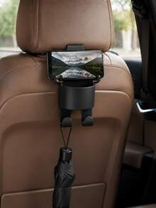Upgraded Reinforced Car Seat Back Hooks With Cup Holder & Phone Stand, Multifunctional Headrest Organizer, Anti-Drop Storage For Drinks, Bags, Umbrellas & Small Items, Easy-Install Rear Seat Interior Accessory For Cars & SUVs - Multicolor - View 2