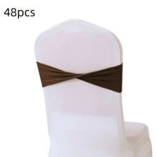 48pcs Cross Elastic Spandex Chair Back Waistbands, Elastic Chair Back Decorative Ribbons, Bowknot Decorative Bags, Reusable Chair Cover Satin Ribbons, Chair Band Decorations For Wedding, Banquet, Birthday Party, Graduation Ceremony, Hotel Event - White - View 69