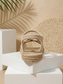 CAJUNI Women Summer Simple Versatile Sweet White Fashion Outdoor Vacation Flat Roman Sandals - Beige - View 3