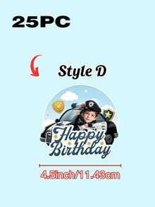 Personalized Face Photo Cake Topper, Custom Happy Birthday Cake Topper With Your Photo, Fun Birthday Cake & Cupcake Decorations, Police Car Theme Party Supplies, Custom Photo Cake Decor For Kids Boys Birthday Parties - Multicolor - View 19