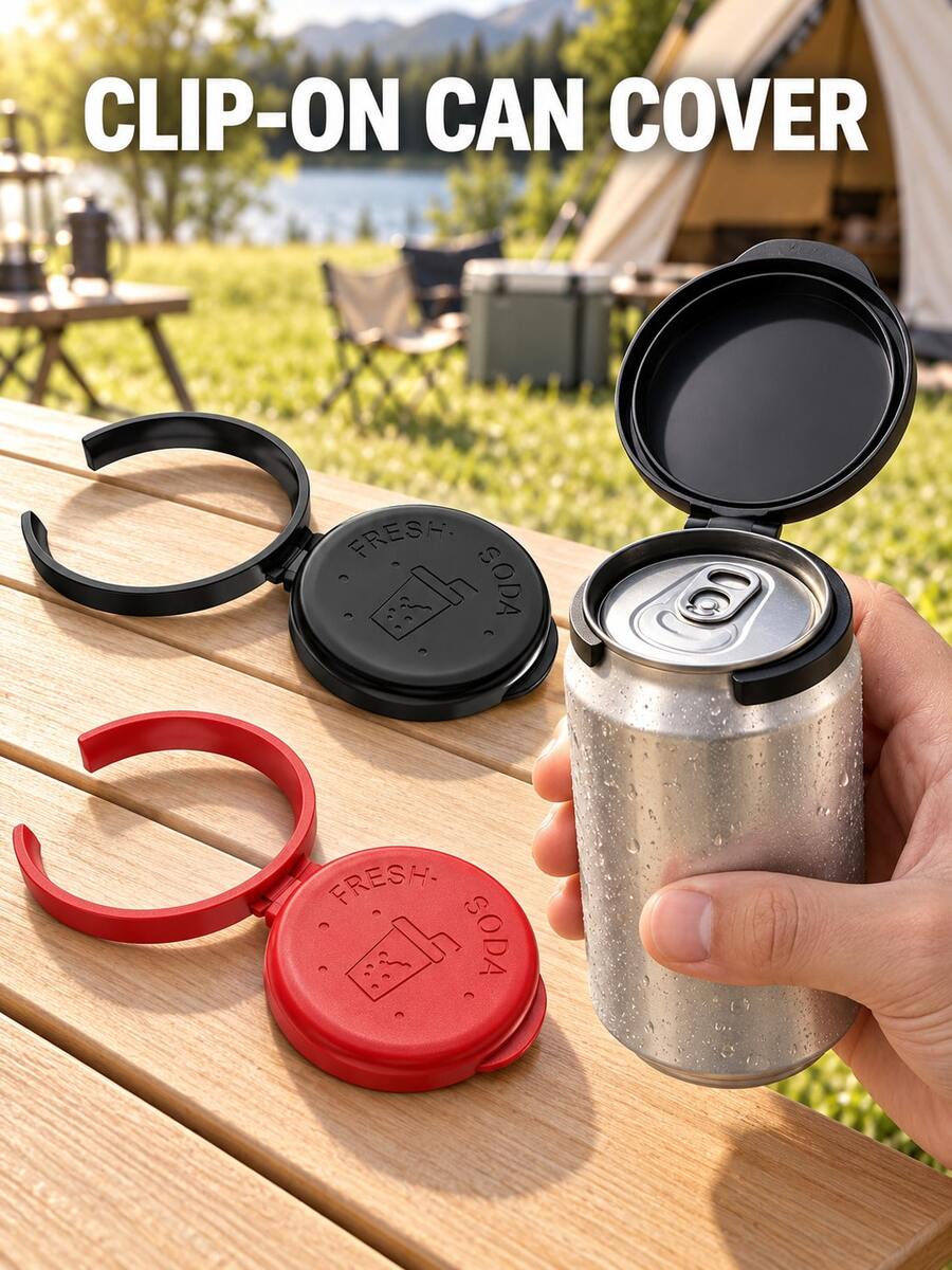 Removable Beverage Can Cover - Can Be Clipped Onto The Can Opening. Suitable For Camping, Outdoor, Home Kitchen Gadget, Protects Opened Beverage Cans From Ants And Flies. - Multicolor - View 1