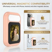 Layar Selfie Bercahaya - Monitor Selfie Magnetik, Cocok untuk Selfie dan Perekaman Vlog, Kompatibel dengan iPhone 15/16/17 Pro, Kecerahan yang Dapat Diatur, Pengoperasian Layar Sentuh, Lampu Pengisi Fotografi, Hadiah Sempurna untuk Teman/Keluarga - T7 - View 3
