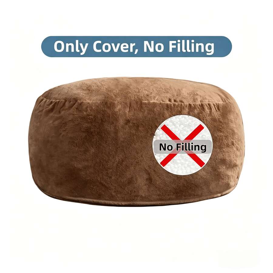 Funda de sofá tipo puf gigante de 1,5 metros, con tejido polar ártico suave y agradable al tacto, ideal para sofás redondos y camas, para usar en salones, dormitorios y residencias estudiantiles, y lavable a máquina. - Marrón - Ver 1