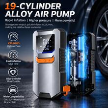 Baterai Kapasitas Besar 4*1500mAh, Jump Starter Darurat Mobil Portabel dengan Pompa Udara - Starter Baterai 12V, Lampu LED, Output USB Pengisian Cepat, Perlindungan Ganda, Termasuk Kabel Jump Starter, Pompa Udara, dan Adaptor Mobil - Wireless - View 5