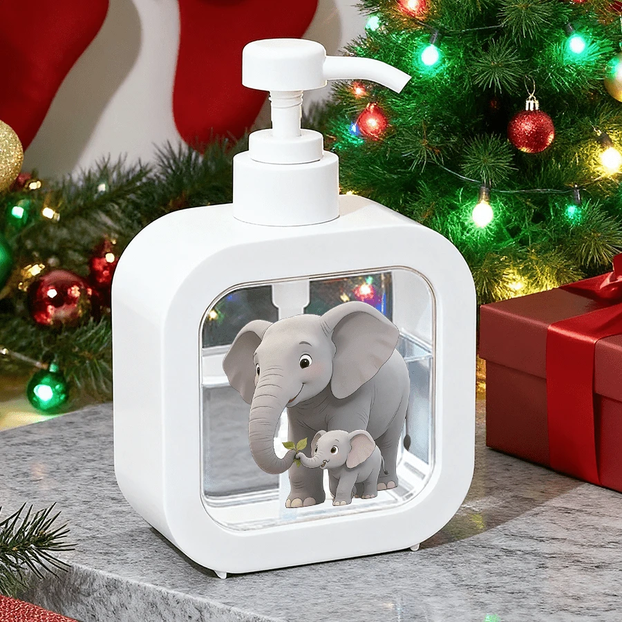 Creative Home Bathroom Dispenser With Hand Pump - Cartoon Elephant Mother And Child Warm Interaction Design, Suitable For Bathroom, Kitchen, Sink - Suitable For Soap, Hand Wash, Body Wash And More - Creative
