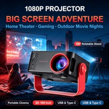 M60 Mini Projector, Supports 1080P Resolution, Equipped With USB And Type-C Interfaces, Portable Home Projector, Projection Size Range 20 To 100 Inches - Black and Red - View 9