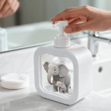 Creative Home Bathroom Dispenser With Hand Pump - Cartoon Elephant Mother And Child Warm Interaction Design, Suitable For Bathroom, Kitchen, Sink - Suitable For Soap, Hand Wash, Body Wash And More - Creative - Multicolor - View 7