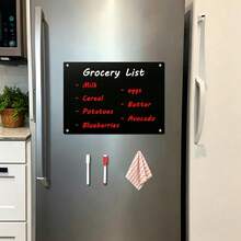 3D Acrylic Weekly Planner Board With Magnetic Pen, Refrigerator Magnet Message Board, Erasable Memo Notepad, Acrylic Board - Black - View 1