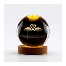 Esfera de Cristal Decorativa de 8 cm con Dos Flamencos, Detalle Decorativo - 1PC - Ver 3