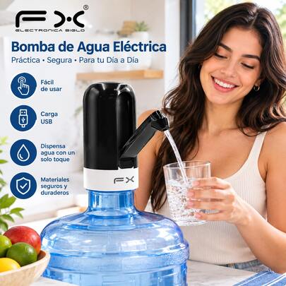 Bomba de Agua Eléctrica Recargable USB, Dispensador Automático de Agua para Garrafón, Bomba Portátil de Un Solo Toque, Ideal para Hogar, Oficina, Viajes y Campamento, para Adultos y Familias, Fácil de Instalar,   Gran Capacidad de Batería, Bomba de Agua para Garrafón 20L,