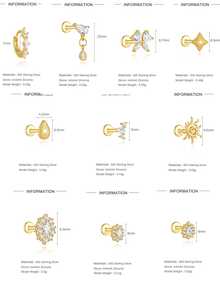 EleRunis 1pc 925 Sterling Silver Exquisite Marquise Flat Back Cartilage Earring, Suitable For Ear Piercing, Ear Cartilage, Ear Helix, Threaded Dangle Nose Stud, Delicate Jewelry, Suitable For Daily Wear And Party - Gold - View 11
