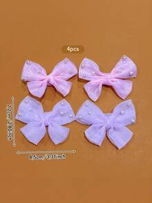 2-8pcs Cute Faux Pearl Bow Hair Clips, Suitable For Daily Hair Decoration - Multicolor - View 7