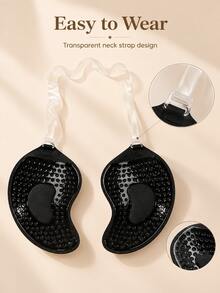 Invisible Push-Up Bra - Strapless Transparent Halter Style, Suitable For Backless Dresses And Wedding Gowns, Recommended To Buy One Size Larger Than Usual - Black - View 7