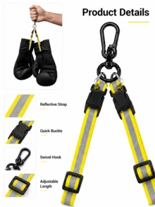 3pcs Double Strap Boxing Glove Rack, Multi-Functional Adjustable, Reflective Trim, Versatile Backpack Accessory, Can Hang Sports Equipment And Shoes - Multicolor - View 5