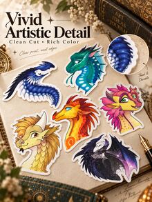 60PCS Dragon Aesthetic Stickers Collection, Colorful Fantasy Dragon Decals, Unique Artwork Stickers For Notebook, Tablet, Phone Case, Scrapbook Decoration, DIY Creative Supplies, Holiday Gift - Multicolor - View 2